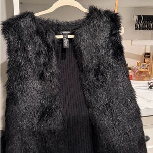 Black Faux Fur Vest